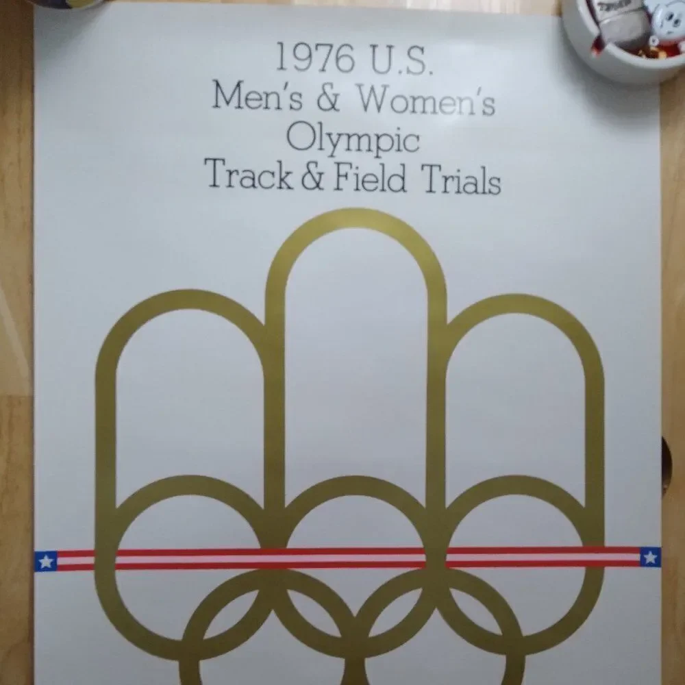 RARE Vintage 1976 USA Olympic Track & Field Trials Poster Promotional 23x16